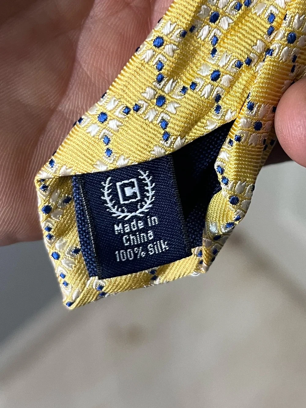 Chaps Yellow Geometric Silk Neck Tie